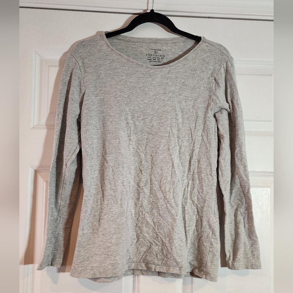 Primark Stretch Crew Gray Long Sleeve Top L